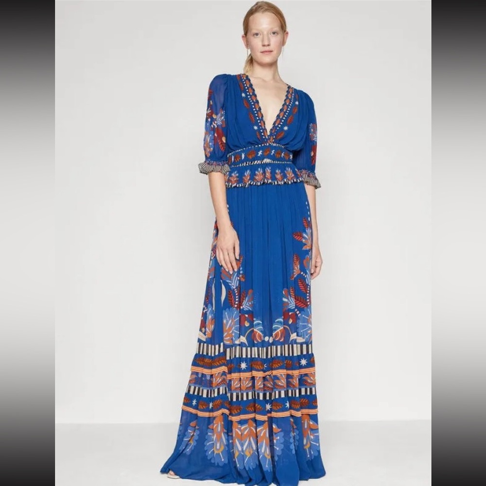 Farm Rio Blue Nature Beauty Maxi Dress